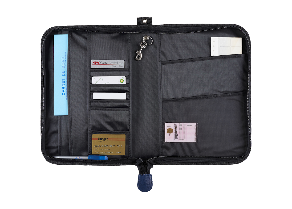Porte-documents véhicule A4 simili cuir intérieur organisé