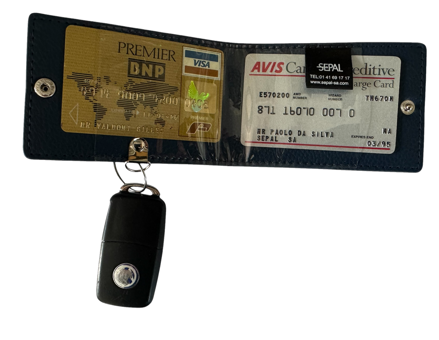 porte carte porte clé SEPAL - vue ouverte avec cartes et clé