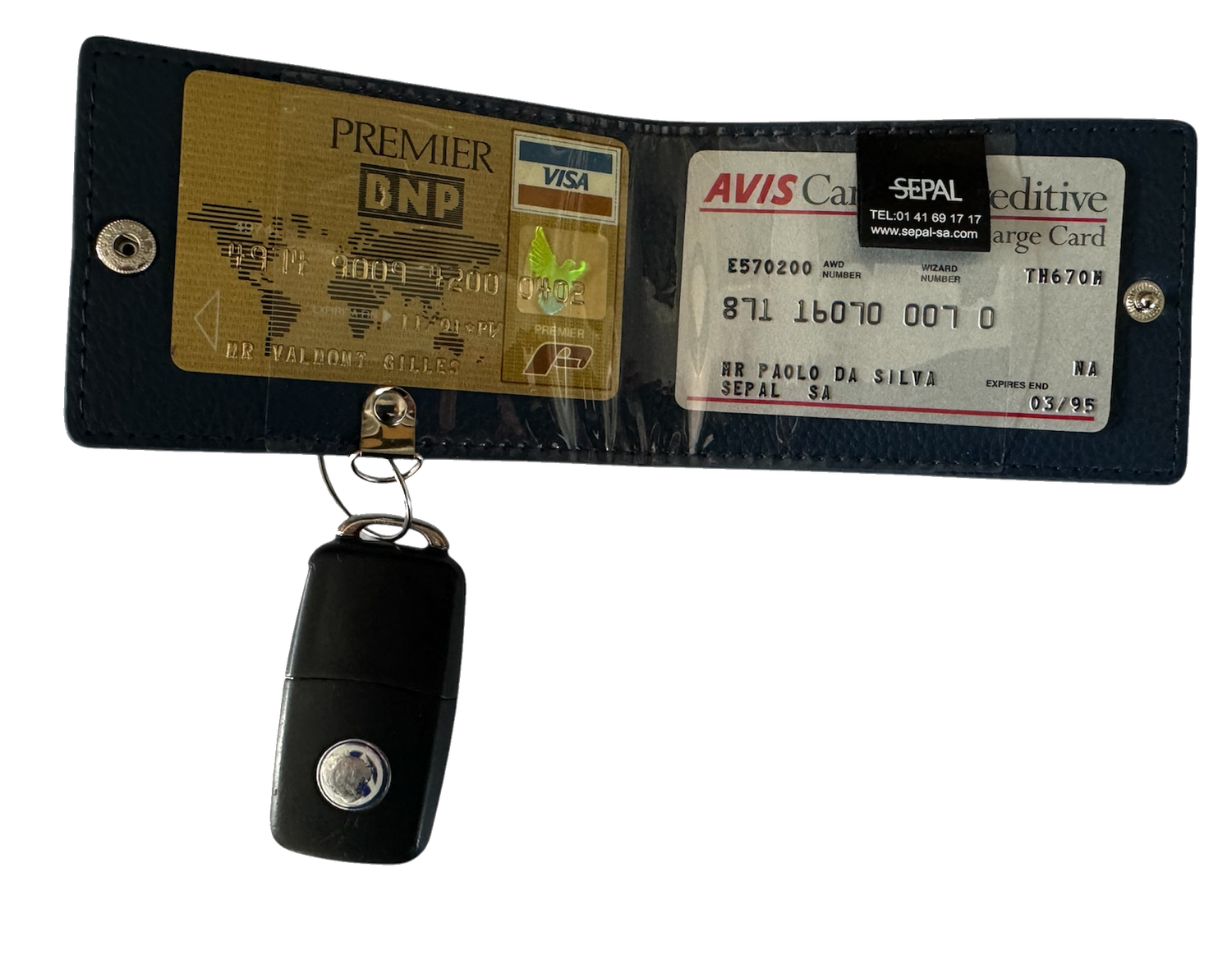 porte carte porte clé SEPAL - vue ouverte avec cartes et clé