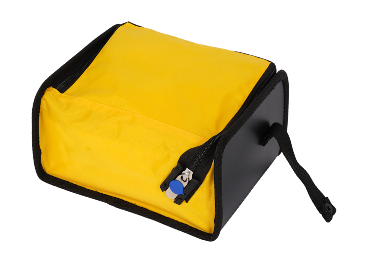 Sac à chèques semi-rigide en nylon 420D avec porte étiquette et fermeture boitier pion sécurisée