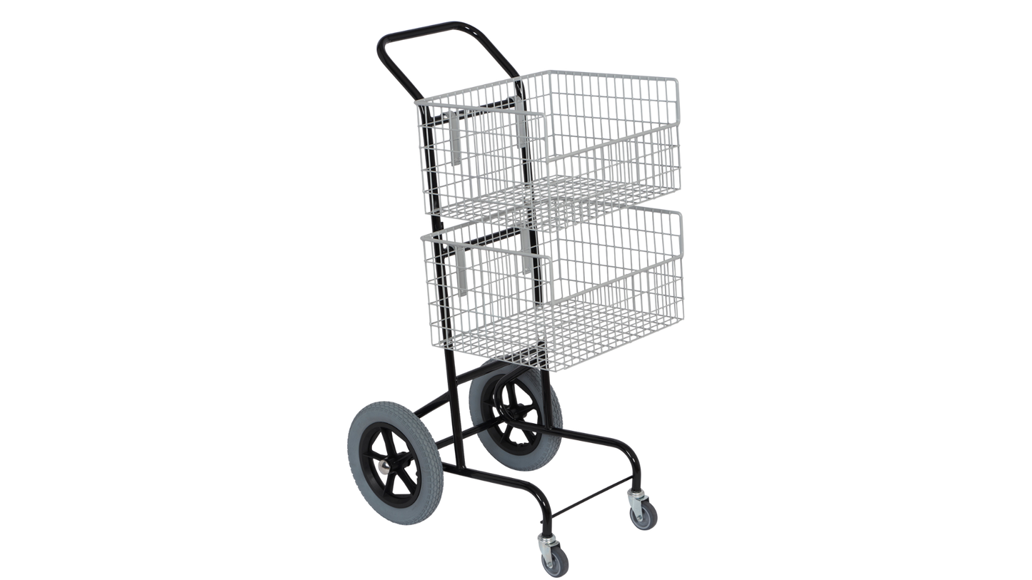 CHARIOT COURRIER 2 PANIERS ROUES 300 mm