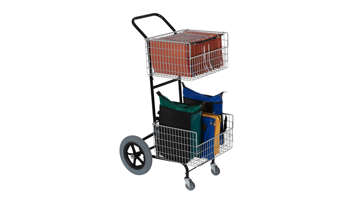CHARIOT COURRIER 2 PANIERS ROUES 300 mm