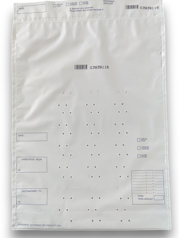 Enveloppe plastique sécurisée billet Axytrans 03A