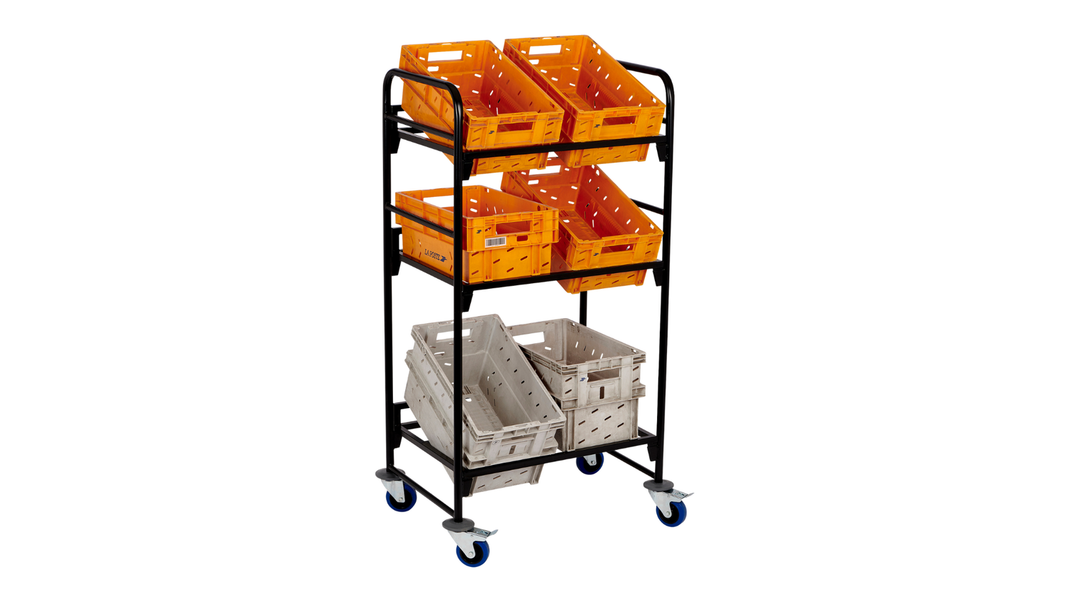 Chariot courrier bac postal plan incliné 2 x 3 bacs