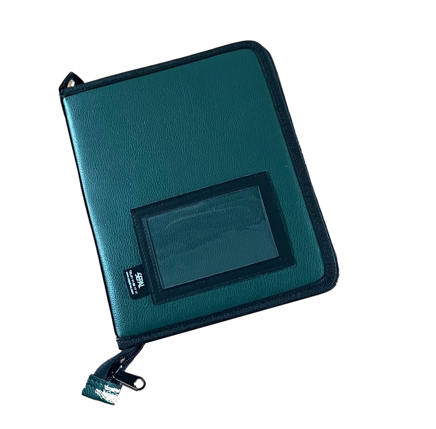 Porte-documents A5 simili cuir vert vue d'angle
