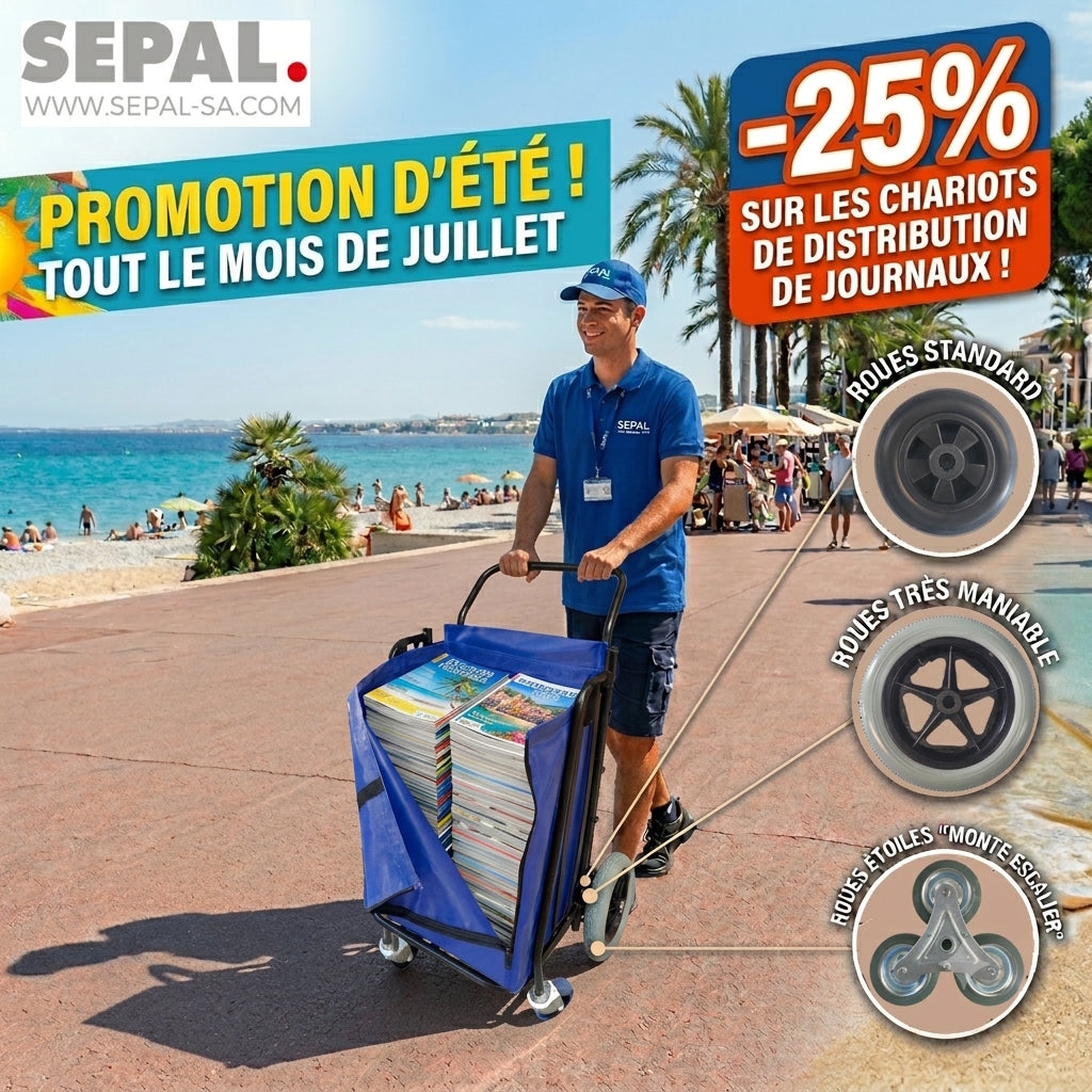 Folding cart for distributing newspapers and advertising 