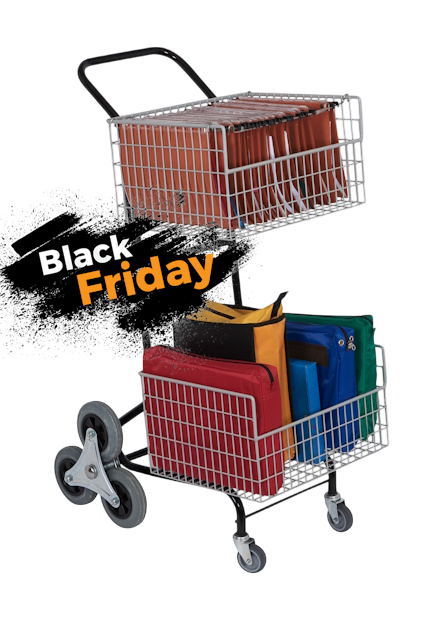 Chariot courrier 2 paniers roues étoiles